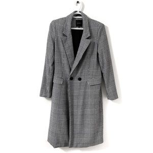Dynamite Plaid Black and White Long Coat